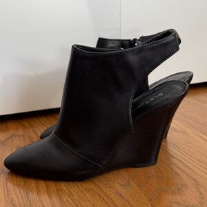 BCBGMaxAzria Black Cutout Wedge Heels